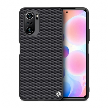 Текстурированный чехол-накладка Nillkin для смартфона Xiaomi Poco F3 / Xiaomi Redmi K40 / Xiaomi Redmi K40 Pro / Xiaomi Mi 11i, textured case, противоударный бампер, рифлёный пластик с нейлоновым волокном, рама из термополиуретана, логотип Nillkin, двойное отверстие для крепления ремешка, чёрный, Киев