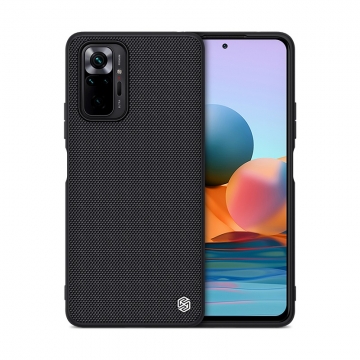 Текстурированный чехол-накладка Nillkin для смартфона Xiaomi Redmi Note 10 Pro / Xiaomi Redmi Note 10 Pro Max, textured case, противоударный бампер, рифлёный пластик с нейлоновым волокном, рама из термополиуретана, логотип Nillkin, двойное отверстие для крепления ремешка, чёрный, Киев