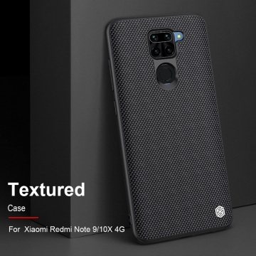 Текстурированный чехол-накладка Nillkin для смартфона Xiaomi Redmi Note 9 / Xiaomi Redmi 10X 4G, textured case, противоударный бампер, рифлёный пластик с нейлоновым волокном, рама из термополиуретана, логотип Nillkin, двойное отверстие для крепления ремешка, чёрный, Киев