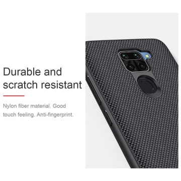 Текстурированный чехол-накладка Nillkin для смартфона Xiaomi Redmi Note 9 / Xiaomi Redmi 10X 4G, textured case, противоударный бампер, рифлёный пластик с нейлоновым волокном, рама из термополиуретана, логотип Nillkin, двойное отверстие для крепления ремешка, чёрный, Киев