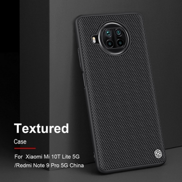 Текстурированный чехол-накладка Nillkin для смартфона Xiaomi Mi10T Lite / Xiaomi Redmi Note 9 Pro 5G (China), textured case, противоударный бампер, рифлёный пластик с нейлоновым волокном, рама из термополиуретана, логотип Nillkin, двойное отверстие для крепления ремешка, чёрный, Киев