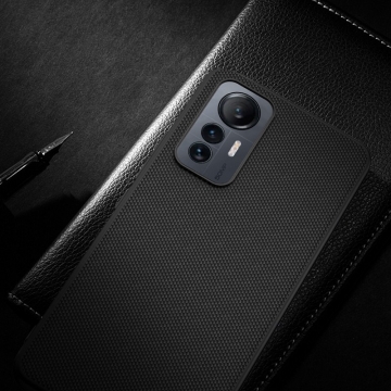 Текстурированный чехол-накладка Nillkin для смартфона Xiaomi 12 Lite, textured case, противоударный бампер, рифлёный пластик с нейлоновым волокном, рама из термополиуретана, логотип Nillkin, двойное отверстие для крепления ремешка, чёрный, Киев, Київ