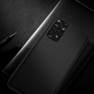 Текстурированный чехол-накладка Nillkin для смартфона Xiaomi Redmi Note 11, textured case, противоударный бампер, рифлёный пластик с нейлоновым волокном, рама из термополиуретана, логотип Nillkin, двойное отверстие для крепления ремешка, чёрный, Киев, Київ