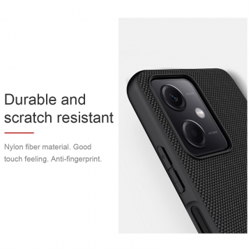 Текстурированный чехол-накладка Nillkin для смартфона Xiaomi Redmi Note 12 5G / Xiaomi Poco X5 5G, textured case, противоударный бампер, рифлёный пластик с нейлоновым волокном, рама из термополиуретана, логотип Nillkin, двойное отверстие для крепления ремешка, чёрный, Киев, Київ