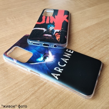 Тематический чехол «Arcane (League Of Legends)» для смартфона Poco M4 Pro 5G / Xiaomi Redmi Note 11S 5G / Xiaomi Redmi Note 11T 5G, чехол на тему сериала Arcane (League Of Legends), Jinx, термополиуретан, накладки на кнопки регулировки громкости, прозрачный с рисунком, Киев