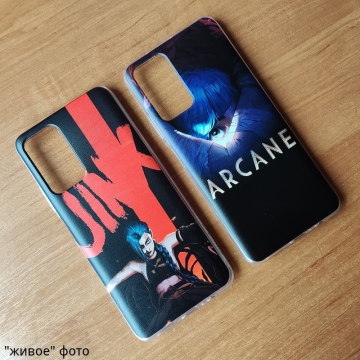 Тематический чехол «Arcane (League Of Legends)» для смартфона Poco M4 Pro 5G / Xiaomi Redmi Note 11S 5G / Xiaomi Redmi Note 11T 5G, чехол на тему сериала Arcane (League Of Legends), Jinx, термополиуретан, накладки на кнопки регулировки громкости, прозрачный с рисунком, Киев