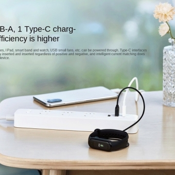 Удлинитель с поддержкой быстрой зарядки 20 Вт Xiaomi Power Strip (Fast Charge Version 20W, 2A1C, XMCXB05QM, негорючий поликарбонат, медный 3-жильный кабель, цельный блок медных контактов, 3 универсальные розетки (EU, US, AU, CN), 2 порта USB Type-A, 1 порт USB Type-C, встроенный смарт-чип автоматически подбирает необходимые параметры зарядки для различных устройств, защита от детей: розетки закрыты шторками, нескользящие ножки, Киев