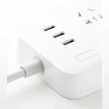 Удлинитель Xiaomi Mijia Power Strip 6, негорючий пластик, термоустойчивость до 750 ℃, медный кабель, бронзовые контакты, 6 универсальных розеток (EU, UK, US, AU, CN), 3 порта USB, быстрая зарядка, Quick Charge, нескользящие ножки, Киев