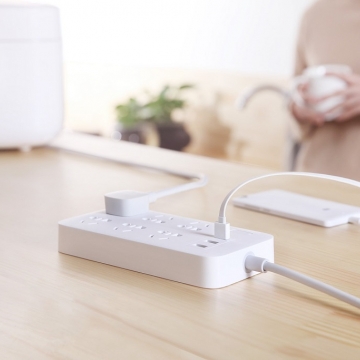 Удлинитель Xiaomi Mijia Power Strip 6, негорючий пластик, термоустойчивость до 750 ℃, медный кабель, бронзовые контакты, 6 универсальных розеток (EU, UK, US, AU, CN), 3 порта USB, быстрая зарядка, Quick Charge, нескользящие ножки, Киев