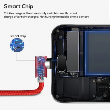 Угловой магнитный кабель TOPK (USB – USB Type-C), луженая медь, термопластичный эластомер, нейлоновая оплётка, разъёмы из алюминиевого сплава, сменные магнитные коннекторы MicroUSB, USB Type-C, Lightning (в комплекте коннектор USB Type-C), коннектор соединяется с кабелем под углом 90° и вращается на 360°, противопылевая заглушка, смарт-чип для безопасной зарядки, световой LED индикатор, длина 1 м, красный, Киев