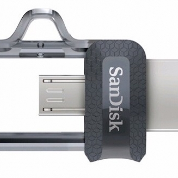 USB – microUSB OTG флешка SanDisk (64 Гб), MicroUSB OTG flash drive, телескопический слайдер, USB 3.0, мультисистемная совместимость, программа для управления контентом SanDisk Memory Zone App, Киев