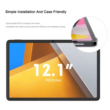 Захисне скло Glass Screen Pro+ для планшетного комп'ютера Xiaomi Poco Pad / Xiaomi Redmi Pad Pro, броньоване скло, загартоване скло, товщина 0,33 мм, показник за мінералогічною шкалою твердості (шкала Мооса від 1 до 10): 9H, в 4 рази більш стійке до подряпин, ніж звичайна захисна плівка, не впливає на чутливість сенсора, не спотворює кольори, антивідблискове покриття, олеофобне покриття, Київ, Киев