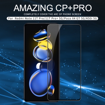 Защитное стекло Nillkin CP+Pro (3D Full Glue) для смартфона Xiaomi Poco X4 GT / Xiaomi Redmi K50i / Xiaomi Redmi Note 11T Pro (China) / Xiaomi Redmi Note 11T Pro+ (C, закалённое стекло, бронированное стекло, полноэкранное стекло, полноклейка, клеится к экрану смартфона всей поверхностью, 9H, толщина 0,33 мм, не влияет на чувствительность сенсора, не искажает цвета, антибликовое покрытие, олеофобное покрытие, стекло с закруглёнными краями 2.5D, 2,5D, 3D, 5D, 6D, прозрачное с чёрной рамкой, liquid, Киев, Київ