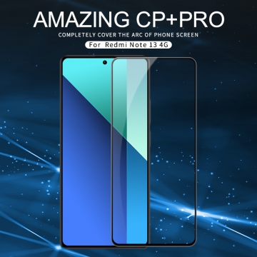 Захисне скло Nillkin CP+Pro (3D Full Glue) для смартфона Xiaomi Redmi Note 13 4G, скло сумісне з усіма чохлами Nillkin, товщина 0,33 мм, шкала Мооса 9H, в 4 рази більш стійке до подряпин, ніж захисна плівка, не впливає на чутливість сенсора, не спотворює кольори, антивідблискове покриття, олеофобне покриття, скло із закругленими краями (2.5D), набір ганчірок і протипилових стікерів, Київ, Киев