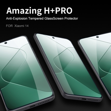 Захисне скло Nillkin H+Pro для смартфона Xiaomi 14, товщина 0,2 мм, показник за мінералогічною шкалою твердості шкала Мооса 9H, в 4 рази більш стійке до подряпин, ніж звичайна захисна плівка, не впливає на чутливість сенсора, не спотворює кольори, антивідблискове покриття, олеофобне покриття, скло із закругленими краями (2.5D), в комплекті є набір ганчірок і протипилових стікерів, Київ, Киев