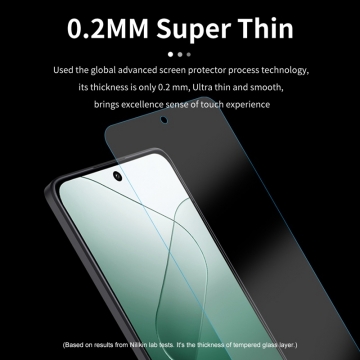 Захисне скло Nillkin H+Pro для смартфона Xiaomi 14, товщина 0,2 мм, показник за мінералогічною шкалою твердості шкала Мооса 9H, в 4 рази більш стійке до подряпин, ніж звичайна захисна плівка, не впливає на чутливість сенсора, не спотворює кольори, антивідблискове покриття, олеофобне покриття, скло із закругленими краями (2.5D), в комплекті є набір ганчірок і протипилових стікерів, Київ, Киев