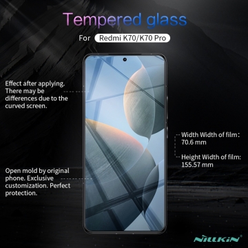 Захисне скло Nillkin H+Pro для смартфона Xiaomi Poco F6 Pro / Xiaomi Redmi K70 / Xiaomi Redmi K70 Pro, товщина 0,2 мм, показник за мінералогічною шкалою твердості шкала Мооса 9H, в 4 рази більш стійке до подряпин, ніж звичайна захисна плівка, не впливає на чутливість сенсора, не спотворює кольори, антивідблискове покриття, олеофобне покриття, скло із закругленими краями (2.5D), в комплекті є набір ганчірок і протипилових стікерів, Київ, Киев