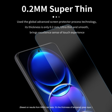 Захисне скло Nillkin H+Pro для смартфона Xiaomi Redmi Note 12 4G / Xiaomi Redmi Note 12 5G / Xiaomi Poco X5 5G, товщина 0,2 мм, показник за мінералогічною шкалою твердості шкала Мооса 9H, в 4 рази більш стійке до подряпин, ніж звичайна захисна плівка, не впливає на чутливість сенсора, не спотворює кольори, антивідблискове покриття, олеофобне покриття, скло із закругленими краями (2.5D), в комплекті є набір ганчірок і протипилових стікерів, Київ, Киев