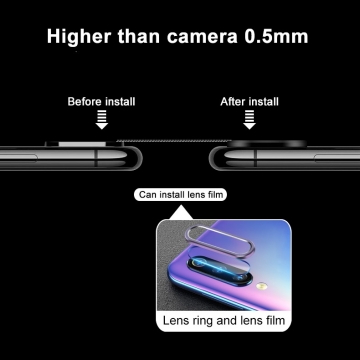 Защитное кольцо для камеры смартфона Xiaomi Mi9 Lite / Xiaomi Mi CC9, алюминий, не влияет на качество съёмки, чёрный, синий, серебряный, белый, Киев