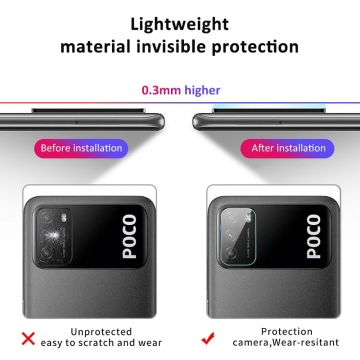 Защитное стекло для камеры смартфона Xiaomi Poco M3, бронированное стекло, толщина 0,2 – 0,3 мм, показатель по минералогической шкале твёрдости (шкала Мооса от 1 до 10): 9H (твёрдость алмаза 10H), в 4 раза более устойчиво к царапинам, чем обычная защитная плёнка, не влияет на качество съёмки, прозрачное, Киев