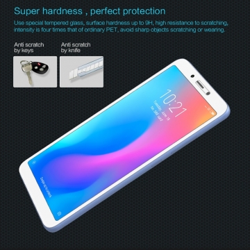 Защитное стекло Nillkin для смартфона Xiaomi RedMi 6 / Xiaomi RedMi 6A, закалённое стекло, бронированное стекло, 9H, антибликовое покрытие, олеофобное покрытие, Киев