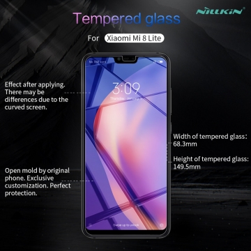 Защитное стекло Nillkin H+Pro для смартфона Xiaomi Mi8 Lite, закалённое стекло, бронированное стекло, 9H, толщина 0,2 мм, 2,5D, 2.5D, антибликовое покрытие, олеофобное покрытие, Киев