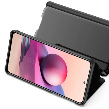 Зеркальный чехол-книжка-подставка Mirror Case для смартфона Xiaomi Redmi Note 10 / Xiaomi Redmi Note 10S / Xiaomi Poco M5S, противоударный чехол, пластик + полиуретан, смарт-чехол (при открытии чехла экран включается), Kview Magic Mirror, возможность трансформации чехла в подставку для просмотра видео, чёрный, синий, фиолетовый, золотой, розовый, Киев, Київ