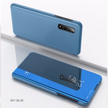 Зеркальный чехол-книжка-подставка Mirror Case для смартфона Xiaomi Mi9 Lite / Xiaomi Mi CC9, противоударный чехол, пластик + полиуретан, смарт-чехол (при открытии чехла экран включается), Kview Magic Mirror, возможность трансформации чехла в подставку для просмотра видео, чёрный, синий, фиолетовый, золотой, розовый, Киев