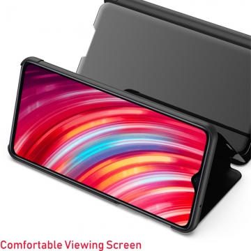 Зеркальный чехол-книжка-подставка Mirror Case для смартфона Xiaomi Redmi Note 8, противоударный чехол, пластик + полиуретан, смарт-чехол (при открытии чехла экран включается), Kview Magic Mirror, возможность трансформации чехла в подставку для просмотра видео, чёрный, синий, фиолетовый, золотой, розовый, Киев