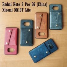 Чехол-накладка (бумажник + крепление к магниту) для смартфона Xiaomi Mi10T Lite / Xiaomi Redmi Note 9 Pro 5G (China), противоударный бампер, пластик, термополиуретан, искусственная кожа, отделение для четырёх платёжных карт / визиток, возможность трансформации чехла в подставку для просмотра видео, двойное отверстие для крепления ремешка, металлический элемент для крепления к автомобильным магнитным держателям, чёрный, серый, синий, коричневый, красный, Киев