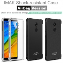 Чехол-накладка iMak (Airbag Version) + плёнка для смартфона Xiaomi RedMi 5, прозрачный термополиуретан, чёрный гладкий термополиуретан, чёрный шероховатый термополиуретан, логотип «iMak», накладки на кнопки регулировки громкости и включения / выключения, дополнительная защита углов смартфона «воздушными подушками», защитная плёнка повышенной прочности, Киев