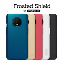 Чехол-накладка Nillkin Frosted Shield для смартфона OnePlus 7T, противоударный бампер, рифлёный пластик, чёрный, белый, золотой, красный, сине-зелёный (Peacock Blue), мятный (Mint Green), подставка для просмотра видео, Киев