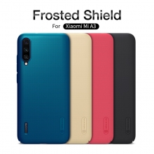 Чехол-накладка Nillkin Frosted Shield для смартфона Xiaomi Mi A3 / Xiaomi Mi CC9e, противоударный бампер, рифлёный пластик, чёрный, белый, золотой, красный, сине-зелёный (Peacock Blue), подставка для просмотра видео, Киев