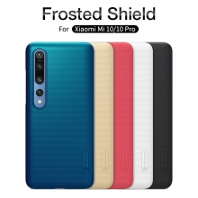 Чехол-накладка Nillkin Super Frosted Shield для смартфона Xiaomi Mi10 / Xiaomi Mi10 Pro, противоударный бампер, рифлёный пластик, чёрный, белый, золотой, красный, сапфирово-синий (Sapphire Blue), сине-зелёный (Peacock Blue), подставка для просмотра видео, Киев