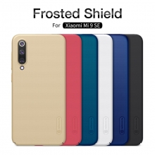 Чехол-накладка Nillkin Super Frosted Shield для смартфона Xiaomi Mi9 SE, противоударный бампер, рифлёный пластик, чёрный, белый, золотой, красный, сапфирово-синий (Sapphire Blue), сине-зелёный (Peacock Blue), подставка для просмотра видео, Киев