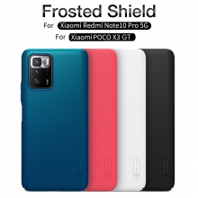 Чехол-накладка Nillkin Super Frosted Shield для смартфона Xiaomi Poco X3 GT / Xiaomi Redmi Note 10 Pro 5G (China), противоударный бампер, рифлёный пластик, накладки на кнопки регулировки громкости, чёрный, белый, золотой, красный, сапфирово-синий (Sapphire Blue), сине-зелёный (Peacock Blue), подставка для просмотра видео, Киев