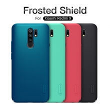 Чехол-накладка Nillkin Super Frosted Shield для смартфона Xiaomi Redmi 9, противоударный бампер, рифлёный пластик, чёрный, белый, золотой, красный, сапфирово-синий (Sapphire Blue), сине-зелёный (Peacock Blue), мятный (Mint Green), подставка для просмотра видео, Киев