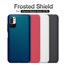 Чехол-накладка Nillkin Super Frosted Shield для смартфона Xiaomi Redmi Note 10 5G, противоударный бампер, рифлёный пластик, накладки на кнопки регулировки громкости, чёрный, белый, золотой, красный, сапфирово-синий (Sapphire Blue), сине-зелёный (Peacock Blue), подставка для просмотра видео, Киев