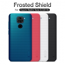 Чехол-накладка Nillkin Super Frosted Shield для смартфона Xiaomi Redmi Note 9 / Xiaomi Redmi 10X 4G, противоударный бампер, рифлёный пластик, чёрный, белый, золотой, красный, сапфирово-синий (Sapphire Blue), сине-зелёный (Peacock Blue), мятный (Mint Green), подставка для просмотра видео, Киев