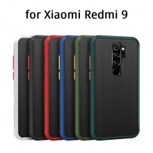 Чехол-накладка с контрастными кнопками для Xiaomi Redmi 9, противоударный бампер, задняя панель из полупрозрачного поликарбоната + рама из термополиуретана, накладка на кнопки регулировки громкости, двойное отверстие для крепления ремешка, чёрный, серый, синий, тёмно-зелёный, светло-зелёный, розовый, Киев