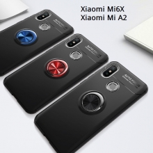 Чехол-накладка с магнитным кольцом для смартфона Xiaomi Mi6X / Xiaomi Mi A2, термополиуретан (TPU), накладки на кнопки регулировки громкости и включения / выключения, несъёмное кольцо для пальца, которое также можно использовать как подставку при просмотре видео, угол поворота кольца 360 градусов, угол наклона кольца 150 градусов, металлический сердечник крепится к автомобильным магнитным держателям, чёрный, синий, красный, розовый, Киев