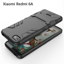 Чехол-накладка с подставкой для смартфона Xiaomi Redmi 6A, бронированный бампер, поликарбонат + термополиуретан, сочетание жёсткости с гибкостью, в чехол встроена подставка для просмотра видео, чёрный, серый, синий, красный, золотой, Киев