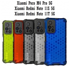 Чехол-накладка с рисунком в виде сот для смартфона Xiaomi Poco M4 Pro 5G / Xiaomi Redmi Note 11S 5G / Xiaomi Redmi Note 11T 5G, противоударный бампер, задняя панель из поликарбоната, рама из термополиуретана, сочетание жёсткости с гибкостью, дополнительная защита углов смартфона «воздушными подушками», накладка на кнопки регулировки громкости, чёрный + прозрачный, чёрный + серый, чёрный + красный, чёрный + синий, чёрный + зелёный, Киев