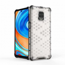 Чехол-накладка с рисунком в виде сот для смартфона Xiaomi Redmi Note 9 Pro / Xiaomi Redmi Note 9 Pro Max / Xiaomi Redmi Note 9S, задняя панель из поликарбоната, рама из термополиуретана, сочетание жёсткости с гибкостью, дополнительная защита углов смартфона «воздушными подушками», накладка на кнопки регулировки громкости, чёрный + прозрачный, чёрный + серый, чёрный + красный, чёрный + синий, чёрный + зелёный, Киев