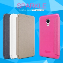 Чехол Nillkin (серия Sparkle) для смартфона Meizu M3S, чехол-книжка, горизонтальный флип, пластик, искусственная кожа, PU, чёрный, белый, золотой, розовый, Киев