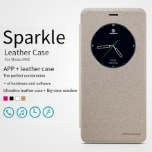 Чехол Nillkin (серия Sparkle) для смартфона Meizu MX6, чехол-книжка, горизонтальный флип, пластик, искусственная кожа, PU, чёрный, белый, золотой, розовый, Киев