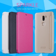 Чехол Nillkin (серия Sparkle) для смартфона Xiaomi Mi5S Plus, смарт-чехол, чехол-книжка, горизонтальный флип, sleep / wake, сон / пробуждение, пластик, искусственная кожа, PU, чёрный, белый, золотой, розовый, Киев