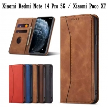 Чохол-книжка для смартфона Xiaomi Redmi Note 14 Pro 5G / Xiaomi Poco X7, горизонтальний фліп, штучна шкіра + накладка з термополіуретана, вбудовані магніти для фіксації чохла в закритому стані, два відділення для платіжних карт / візитівок, відділення для готівки, накладка на кнопки живлення і регулювання гучності, можливість трансформації чохла в підставку для перегляду відео, подвійний отвір для кріплення ремінця, Київ, Киев