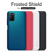 Чехол-накладка Nillkin Super Frosted Shield для смартфона Xiaomi Poco M3, противоударный бампер, рифлёный пластик, чёрный, белый, золотой, красный, сапфирово-синий (Sapphire Blue), сине-зелёный (Peacock Blue), мятный (Mint Green), подставка для просмотра видео, Киев