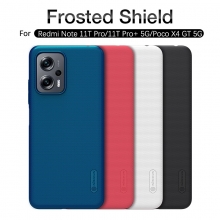 Чехол-накладка Nillkin Super Frosted Shield для смартфона Xiaomi Poco X4 GT / Xiaomi Redmi Note 11T Pro (China) / Xiaomi Redmi Note 11T Pro+ (China), противоударный бампер, рифлёный пластик, накладки на кнопки регулировки громкости, чёрный, белый, золотой, красный, сапфирово-синий (Sapphire Blue), сине-зелёный (Peacock Blue), подставка для просмотра видео, Киев, Київ